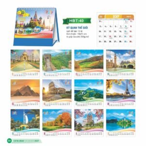 Lịch Để Bàn 2027 HBT Mẫu HBT40 (19 x 21cm) Ấn Phẩm Lịch Tết Eco Thân Thiện Môi Trường in logo doanh nghiệp quà tặng Tết tại Quà Tặng EcoTech VN