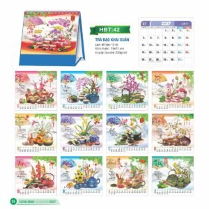 Lịch Để Bàn 2027 HBT Mẫu HBT42 (19 x 21cm) Ấn Phẩm Lịch Tết Eco Thân Thiện Môi Trường in logo doanh nghiệp quà tặng Tết tại Quà Tặng EcoTech VN