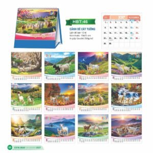 Lịch Để Bàn 2027 HBT Mẫu HBT46 (19 x 21cm) Ấn Phẩm Lịch Tết Eco Thân Thiện Môi Trường in logo doanh nghiệp quà tặng Tết tại Quà Tặng EcoTech VN