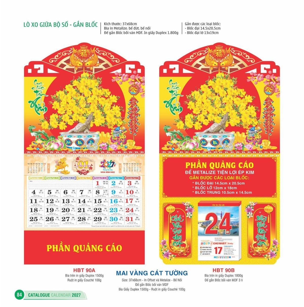 Lịch Treo Tường Lò Xo 2027 HBT Mẫu HBT90A (11 x 12 cm) Ấn Phẩm Lịch Tết Eco Thân Thiện Môi Trường Lịch Treo Tường Lò Xo 2027 HBT Mẫu HBT90A (11 x 12 cm) Ấn Phẩm Lịch Tết Eco Thân Thiện Môi Trường in logo doanh nghiệp quà tặng Tết tại Quà Tặng EcoTech VN