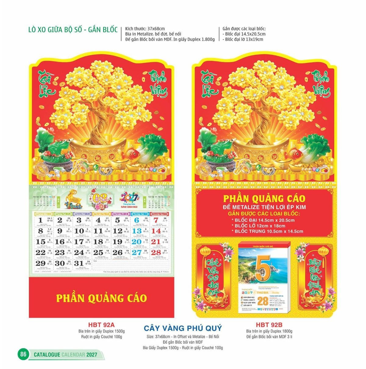 Lịch Treo Tường Lò Xo 2027 HBT Mẫu HBT92B (22 x 23 cm) Ấn Phẩm Lịch Tết Eco Thân Thiện Môi Trường Lịch Treo Tường Lò Xo 2027 HBT Mẫu HBT92B (22 x 23 cm) Ấn Phẩm Lịch Tết Eco Thân Thiện Môi Trường in logo doanh nghiệp quà tặng Tết tại Quà Tặng EcoTech VN