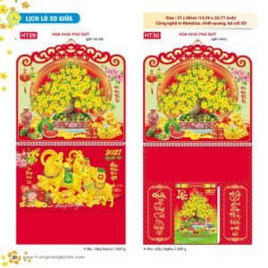 Lịch Treo Tường Lò Xo 2027 HT Mẫu HT29 - Phúc Lộc Thọ (37 x 68cm) Ấn Phẩm Lịch Tết Eco Thân Thiện Môi Trường in logo doanh nghiệp quà tặng Tết tại Quà Tặng EcoTech VN