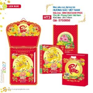 Lịch Bloc Cực Đại 2027 HT Mẫu HT3 - Hương Sắc Việt Nam (29 x 41cm) Ấn Phẩm Lịch Tết Eco Thân Thiện Môi Trường in logo doanh nghiệp quà tặng Tết tại Quà Tặng EcoTech VN
