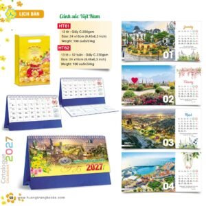 Lịch Để Bàn 2027 HT Mẫu HT61 (24 x 16cm) Ấn Phẩm Lịch Tết Eco Thân Thiện Môi Trường in logo doanh nghiệp quà tặng Tết tại Quà Tặng EcoTech VN