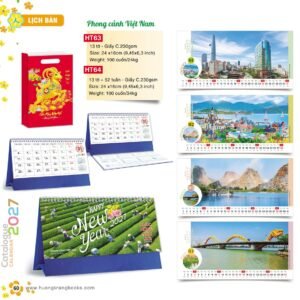 Lịch Để Bàn 2027 HT Mẫu HT63 (24 x 16cm) Ấn Phẩm Lịch Tết Eco Thân Thiện Môi Trường in logo doanh nghiệp quà tặng Tết tại Quà Tặng EcoTech VN