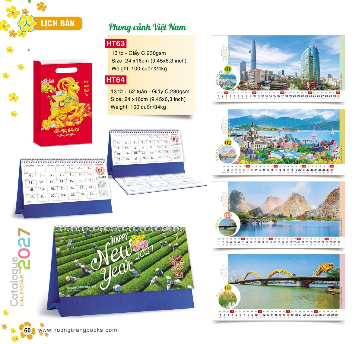 Lịch Để Bàn 2027 HT Mẫu HT63 (24 x 16cm) Ấn Phẩm Lịch Tết Eco Thân Thiện Môi Trường Lịch Để Bàn 2027 HT Mẫu HT63 (24 x 16cm) Ấn Phẩm Lịch Tết Eco Thân Thiện Môi Trường in logo doanh nghiệp quà tặng Tết tại Quà Tặng EcoTech VN