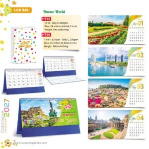 Lịch Để Bàn 2027 HT Mẫu HT65 (24 x 16cm) Ấn Phẩm Lịch Tết Eco Thân Thiện Môi Trường in logo doanh nghiệp quà tặng Tết tại Quà Tặng EcoTech VN