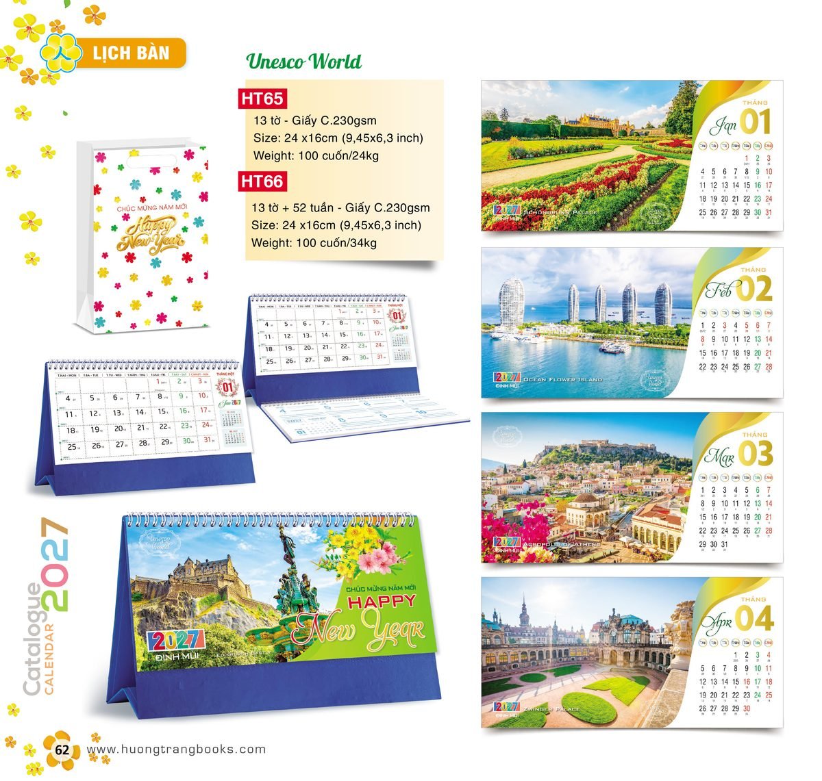 Lịch Để Bàn 2027 HT Mẫu HT65 (24 x 16cm) Ấn Phẩm Lịch Tết Eco Thân Thiện Môi Trường Lịch Để Bàn 2027 HT Mẫu HT65 (24 x 16cm) Ấn Phẩm Lịch Tết Eco Thân Thiện Môi Trường in logo doanh nghiệp quà tặng Tết tại Quà Tặng EcoTech VN