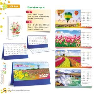 Lịch Để Bàn 2027 HT Mẫu HT67 (24 x 16cm) Ấn Phẩm Lịch Tết Eco Thân Thiện Môi Trường in logo doanh nghiệp quà tặng Tết tại Quà Tặng EcoTech VN
