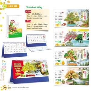 Lịch Để Bàn 2027 HT Mẫu HT69 (24 x 16cm) Ấn Phẩm Lịch Tết Eco Thân Thiện Môi Trường in logo doanh nghiệp quà tặng Tết tại Quà Tặng EcoTech VN