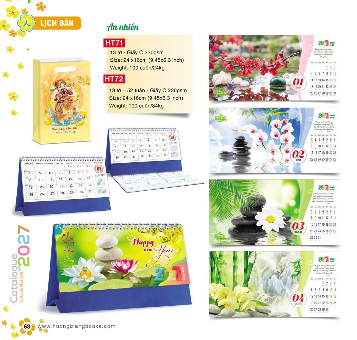 Lịch Để Bàn 2027 HT Mẫu HT71 (24 x 16cm) Ấn Phẩm Lịch Tết Eco Thân Thiện Môi Trường Lịch Để Bàn 2027 HT Mẫu HT71 (24 x 16cm) Ấn Phẩm Lịch Tết Eco Thân Thiện Môi Trường in logo doanh nghiệp quà tặng Tết tại Quà Tặng EcoTech VN