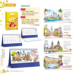 Lịch Để Bàn 2027 HT Mẫu HT73 (24 x 16cm) Ấn Phẩm Lịch Tết Eco Thân Thiện Môi Trường in logo doanh nghiệp quà tặng Tết tại Quà Tặng EcoTech VN