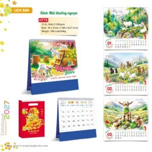Lịch Để Bàn 2027 HT Mẫu HT75 (18 x 21cm) Ấn Phẩm Lịch Tết Eco Thân Thiện Môi Trường in logo doanh nghiệp quà tặng Tết tại Quà Tặng EcoTech VN