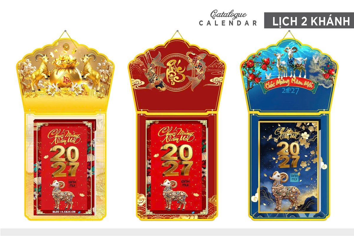 Lịch Khánh Gỗ Lamina 2 Đầu 2027 LM2D_002 - Quà Tặng EcoTech