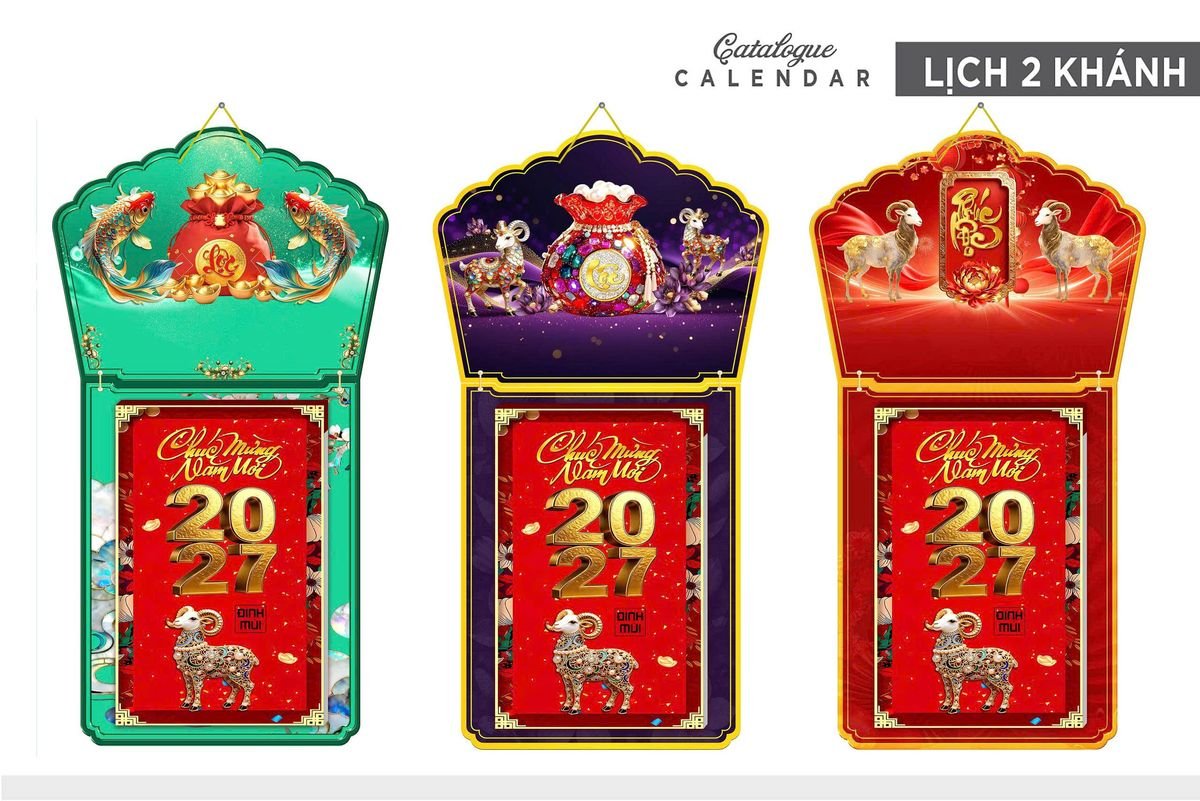Lịch Khánh Gỗ Lamina 2 Đầu 2027 LM2D_003 - Quà Tặng EcoTech