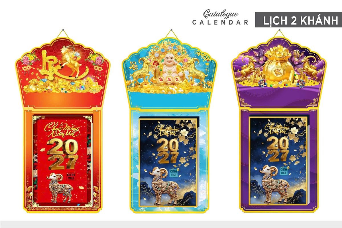 Lịch Khánh Gỗ Lamina 2 Đầu 2027 LM2D_004 - Quà Tặng EcoTech