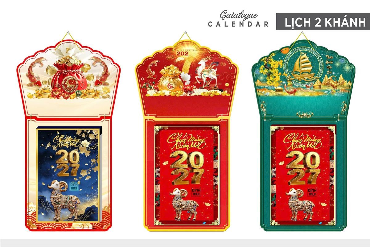 Lịch Khánh Gỗ Lamina 2 Đầu 2027 LM2D_005 - Quà Tặng EcoTech