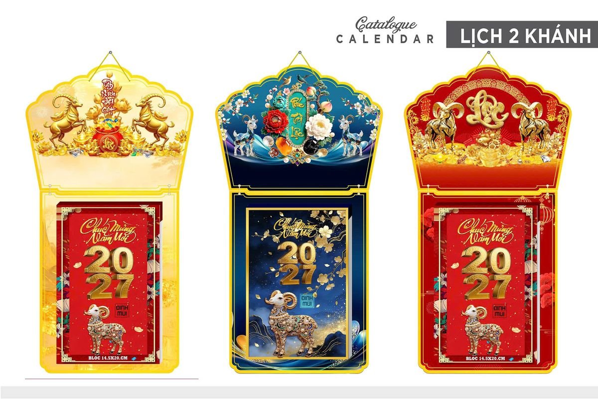 Lịch Khánh Gỗ Lamina 2 Đầu 2027 LM2D_006 - Quà Tặng EcoTech