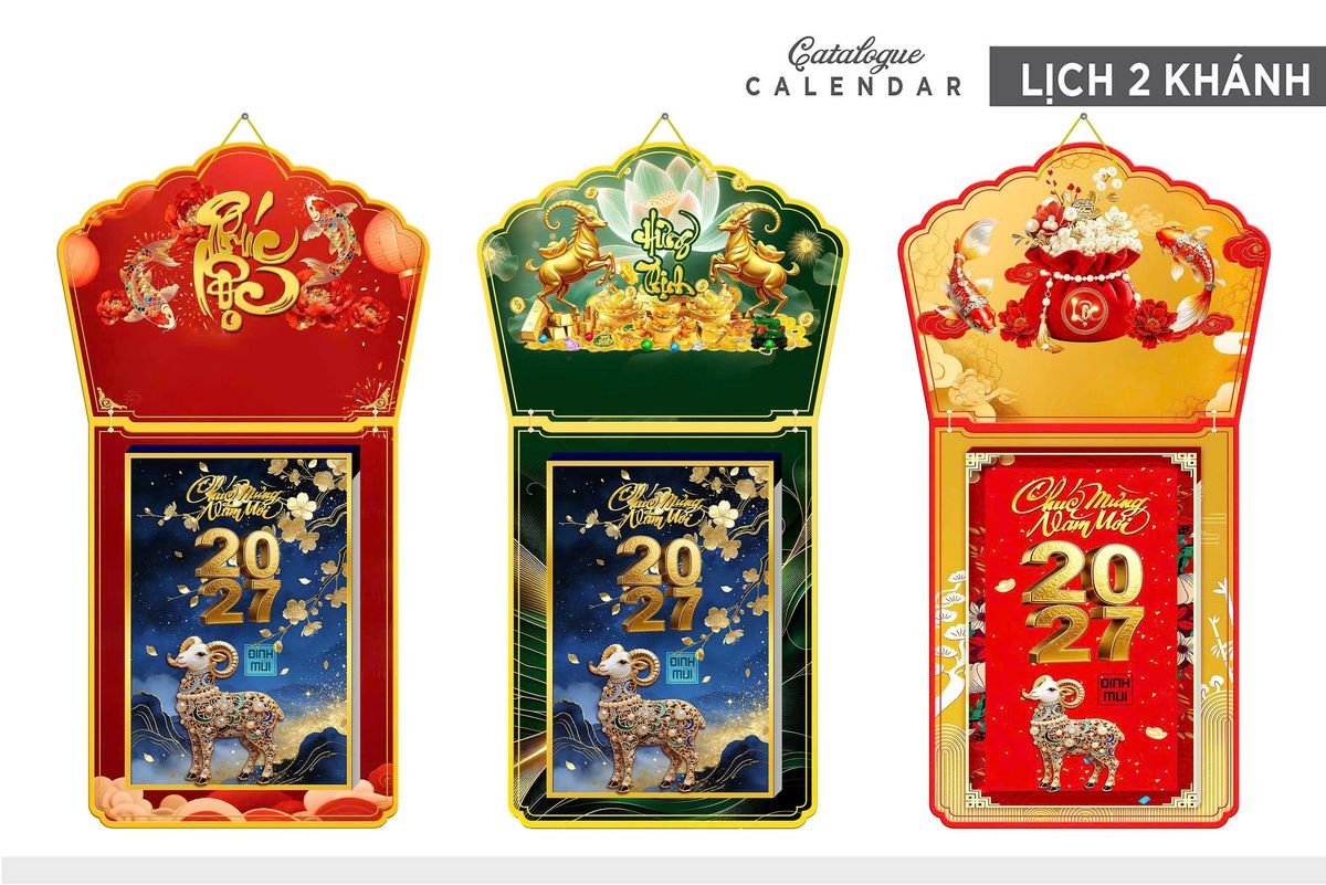 Lịch Khánh Gỗ Lamina 2 Đầu 2027 LM2D_007 - Quà Tặng EcoTech