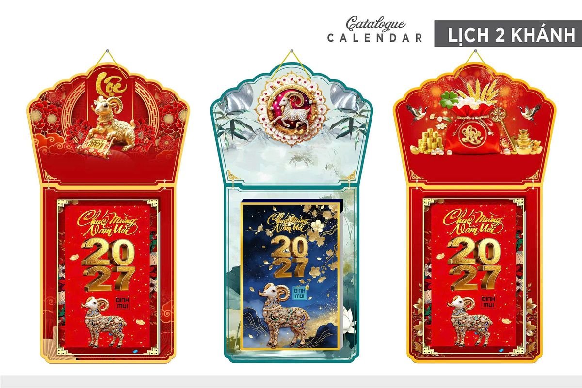 Lịch Khánh Gỗ Lamina 2 Đầu 2027 LM2D_009 - Quà Tặng EcoTech