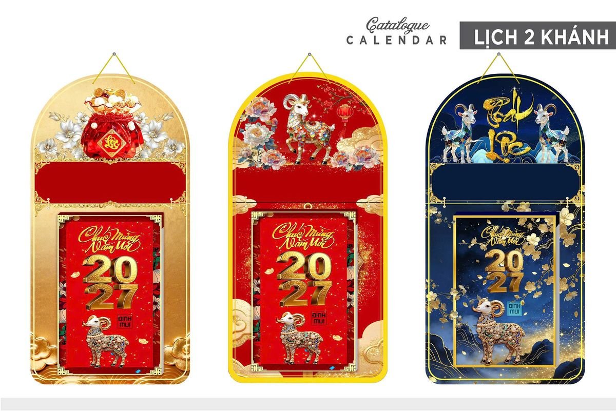 Lịch Khánh Gỗ Lamina 2 Đầu 2027 LM2D_012 - Quà Tặng EcoTech