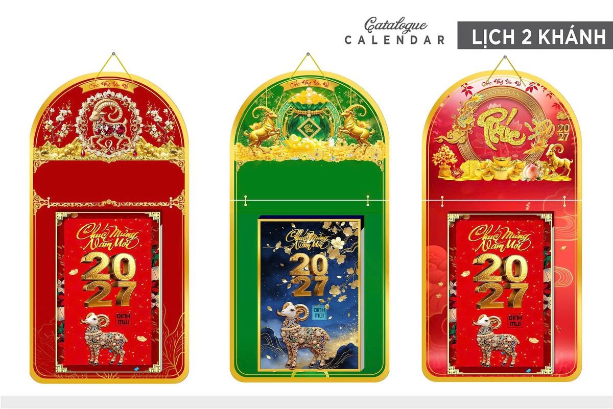 Lịch Khánh Gỗ Lamina 2 Đầu 2027 LM2D_015 - Quà Tặng EcoTech