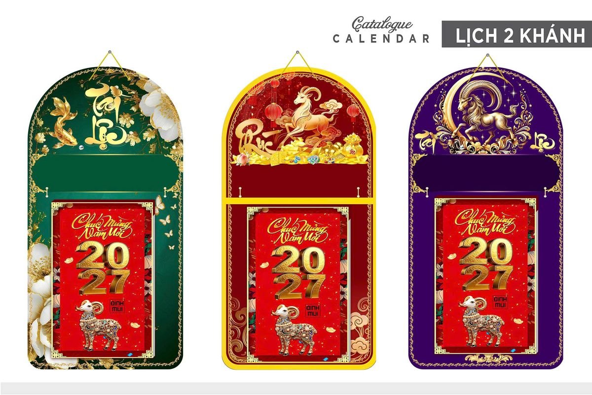 Lịch Khánh Gỗ Lamina 2 Đầu 2027 LM2D_016 - Quà Tặng EcoTech