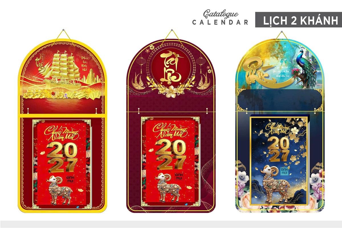 Lịch Khánh Gỗ Lamina 2 Đầu 2027 LM2D_017 - Quà Tặng EcoTech