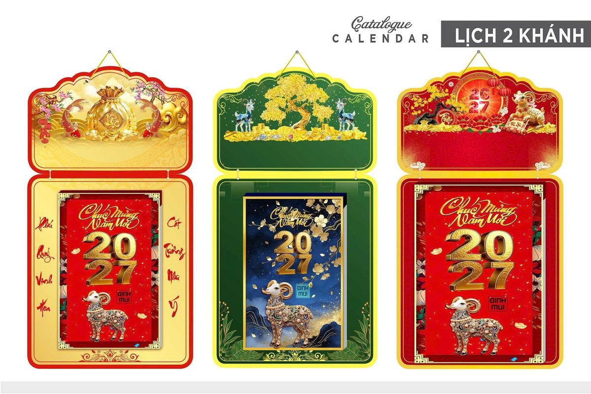 Lịch Khánh Gỗ Lamina 2 Đầu 2027 LM2D_019 - Quà Tặng EcoTech