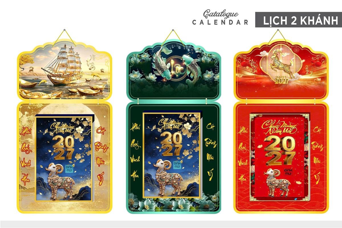 Lịch Khánh Gỗ Lamina 2 Đầu 2027 LM2D_024 - Quà Tặng EcoTech