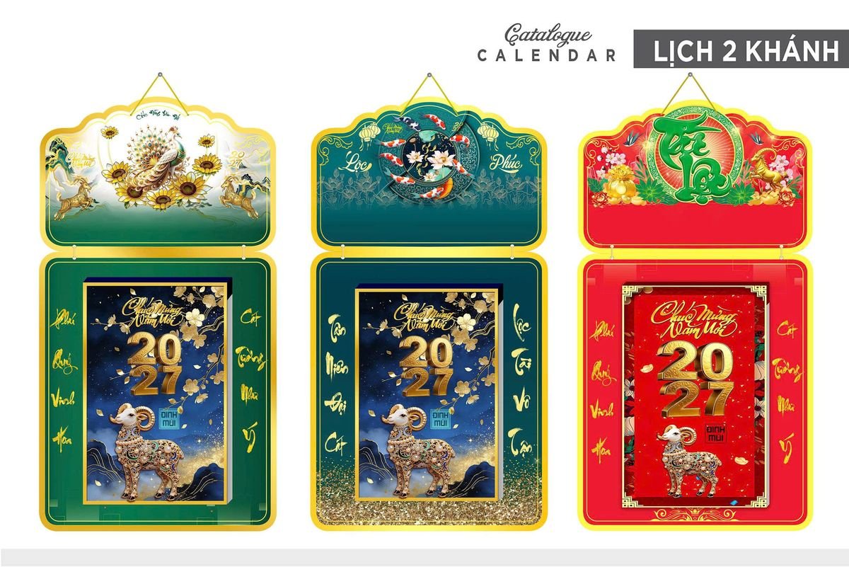 Lịch Khánh Gỗ Lamina 2 Đầu 2027 LM2D_026 - Quà Tặng EcoTech