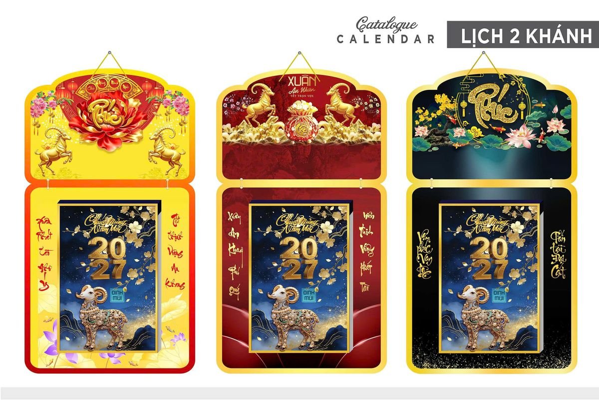 Lịch Khánh Gỗ Lamina 2 Đầu 2027 LM2D_029 - Quà Tặng EcoTech