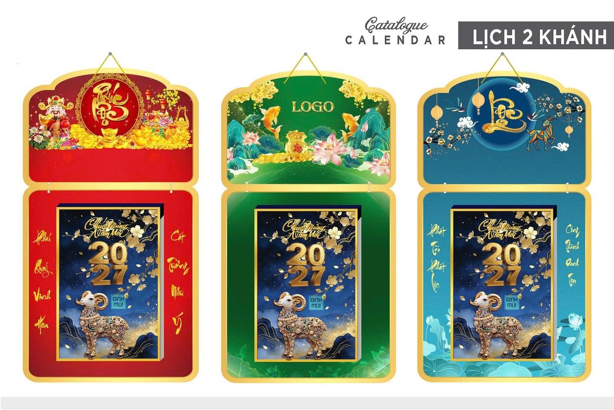 Lịch Khánh Gỗ Lamina 2 Đầu 2027 LM2D_030 - Quà Tặng EcoTech