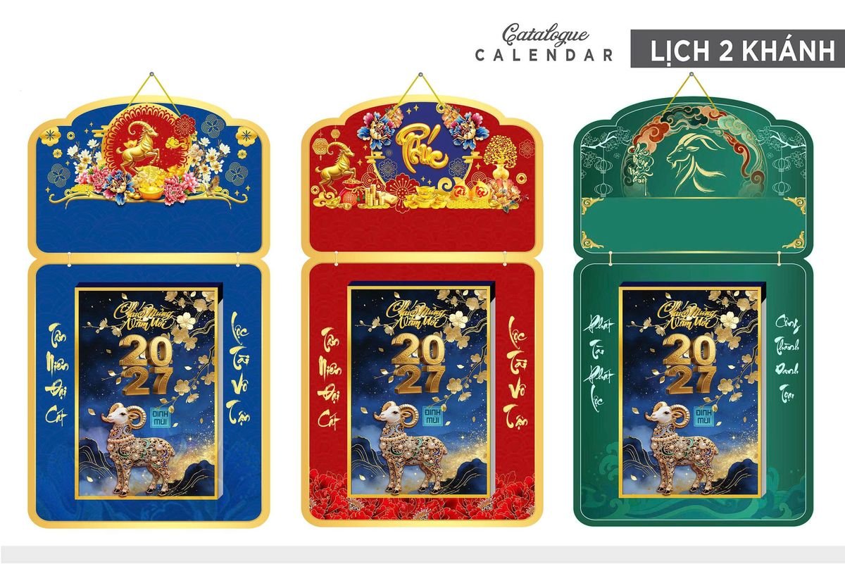 Lịch Khánh Gỗ Lamina 2 Đầu 2027 LM2D_031 - Quà Tặng EcoTech