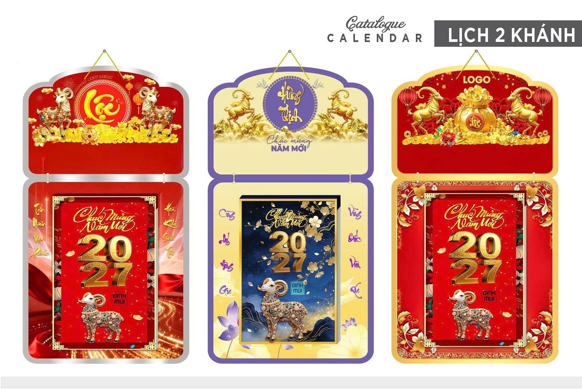 Lịch Khánh Gỗ Lamina 2 Đầu 2027 LM2D_033 - Quà Tặng EcoTech