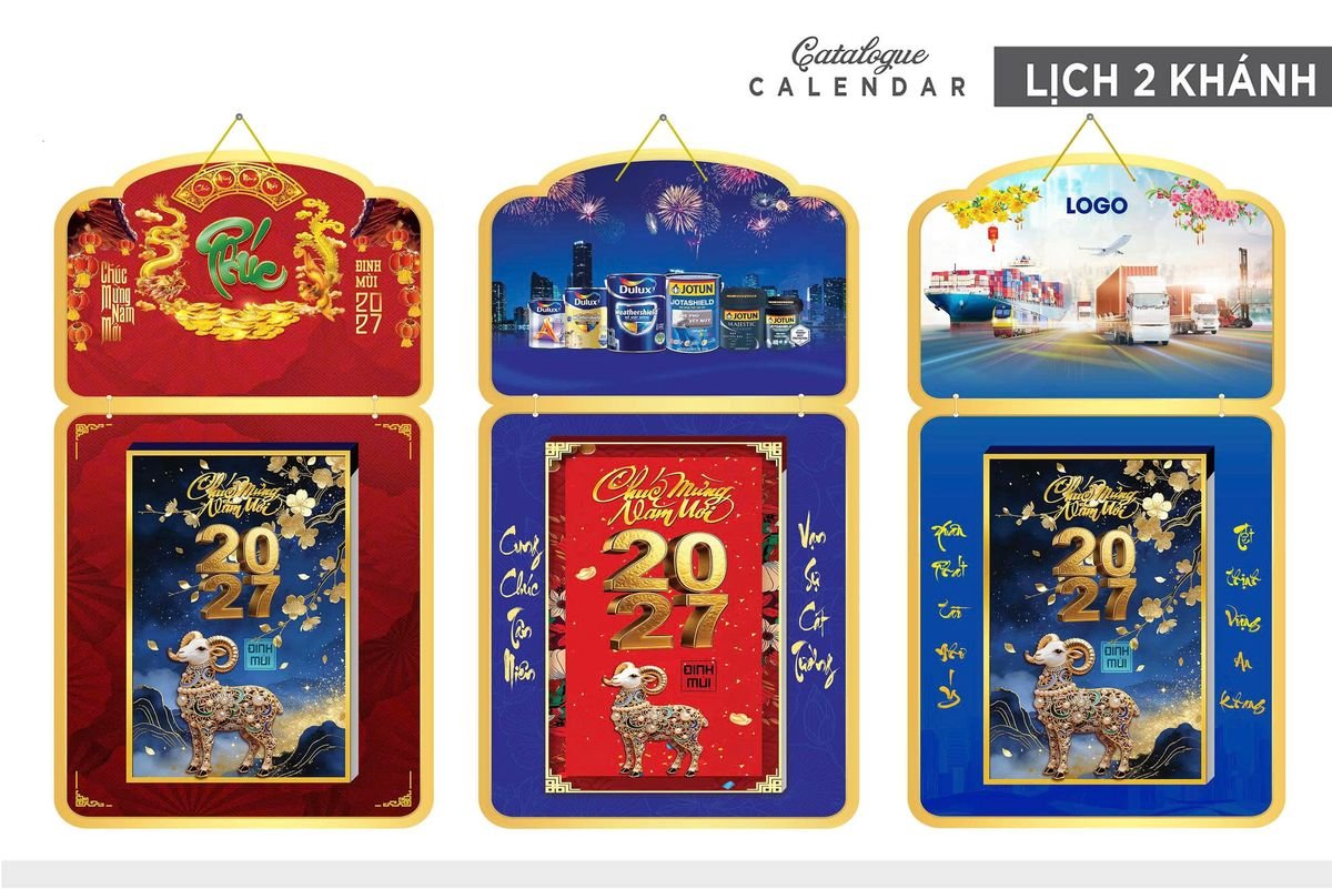 Lịch Khánh Gỗ Lamina 2 Đầu 2027 LM2D_034 - Quà Tặng EcoTech