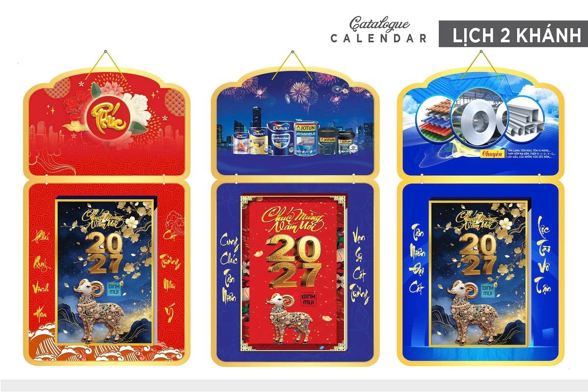 Lịch Khánh Gỗ Lamina 2 Đầu 2027 LM2D_035 - Quà Tặng EcoTech