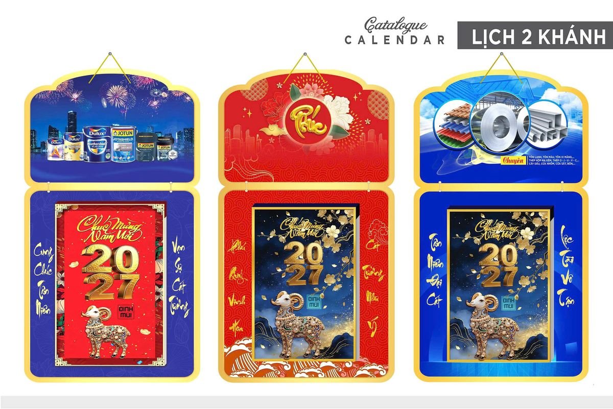 Lịch Khánh Gỗ Lamina 2 Đầu 2027 LM2D_036 - Quà Tặng EcoTech