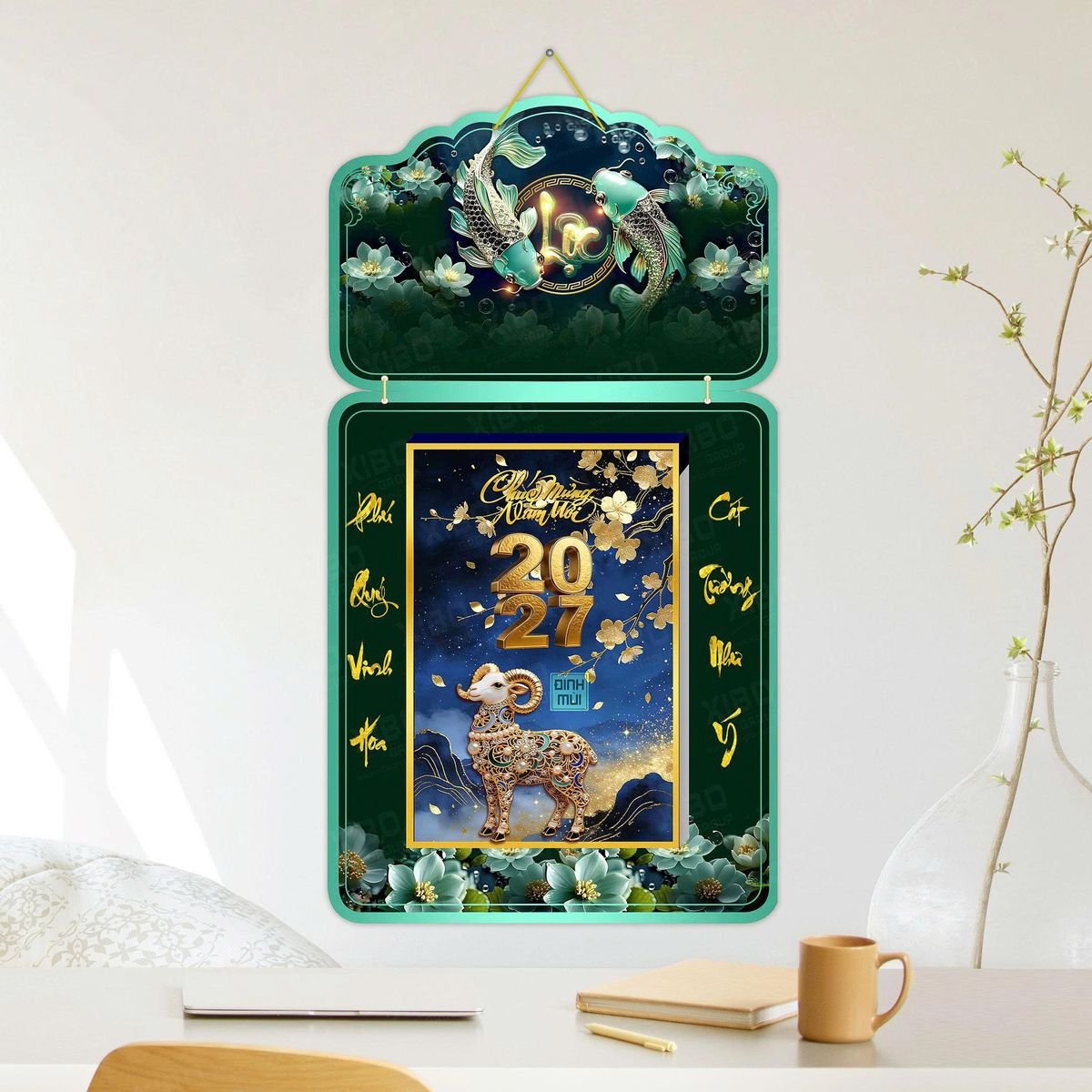 Lịch Khánh Gỗ Lamina 2 Đầu 2027 LM2D_045 - Quà Tặng EcoTech
