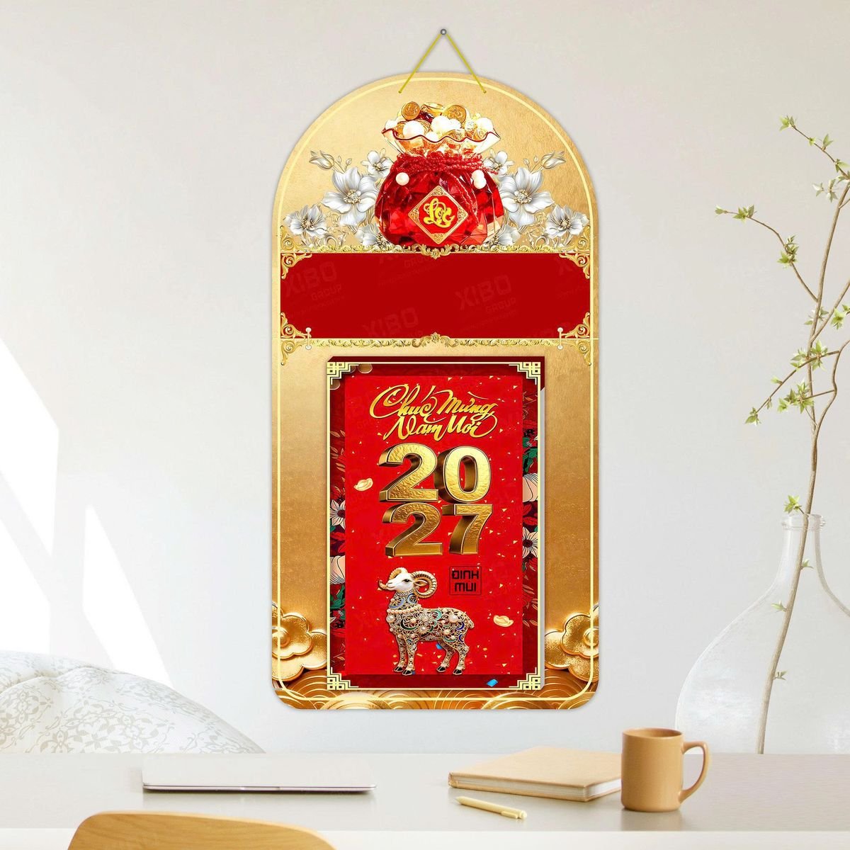 Lịch Khánh Gỗ Lamina 2 Đầu 2027 LM2D_049 - Quà Tặng EcoTech