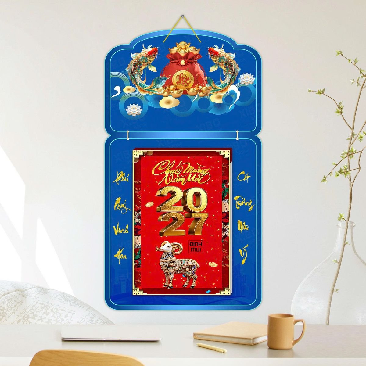 Lịch Khánh Gỗ Lamina 2 Đầu 2027 LM2D_052 - Quà Tặng EcoTech