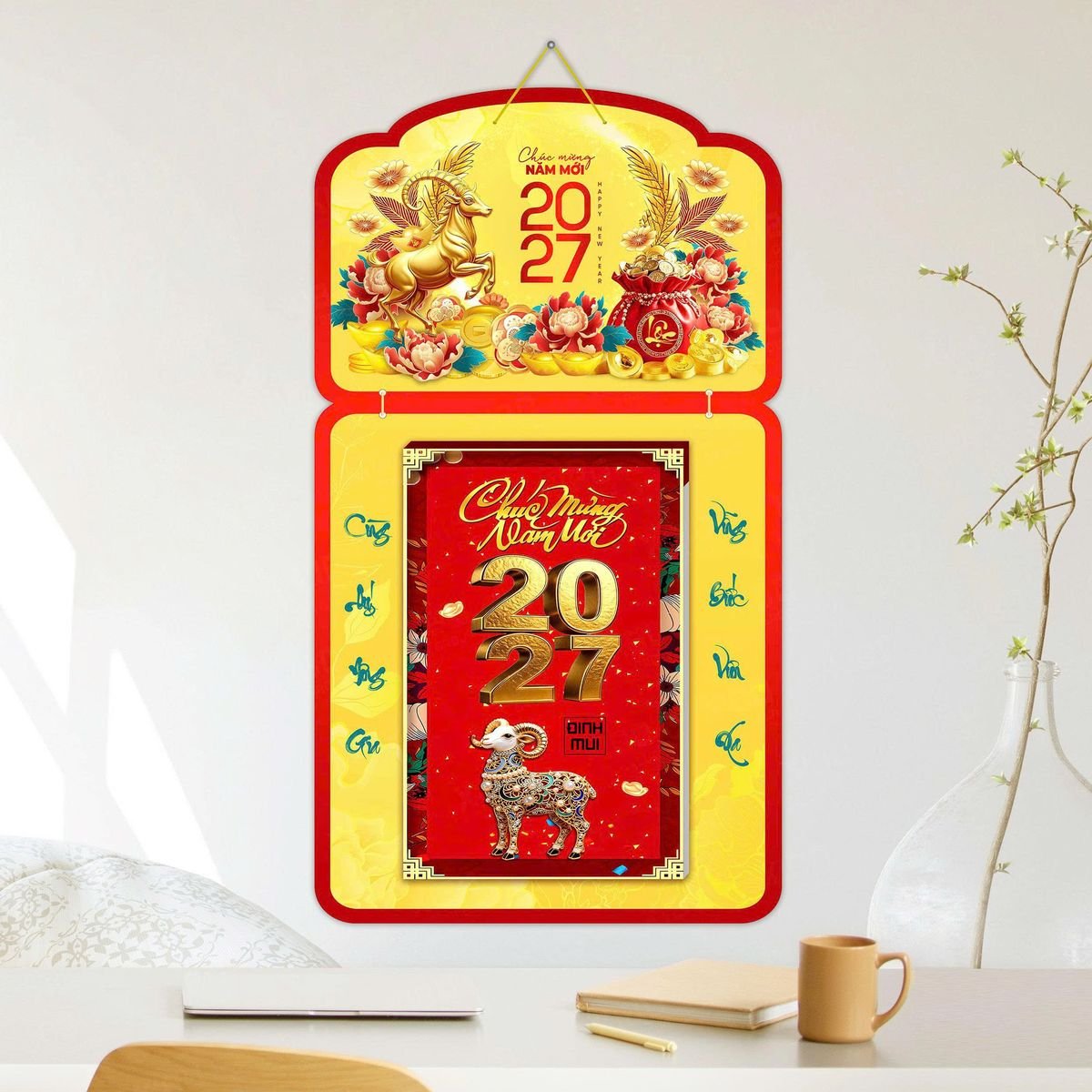 Lịch Khánh Gỗ Lamina 2 Đầu 2027 LM2D_054 - Quà Tặng EcoTech