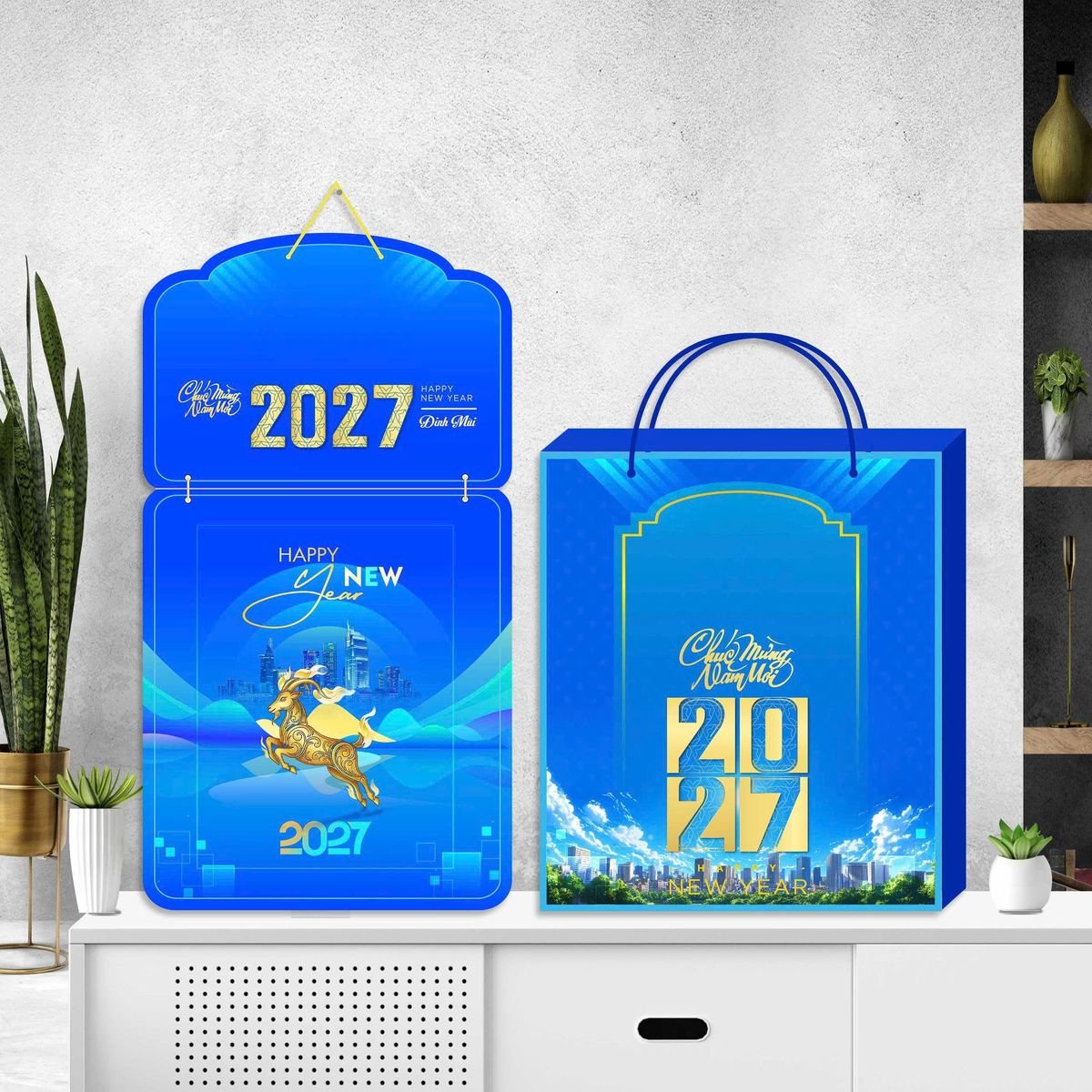 Lịch Khánh Gỗ Lamina 2 Đầu 2027 LM2D_056 - Quà Tặng EcoTech