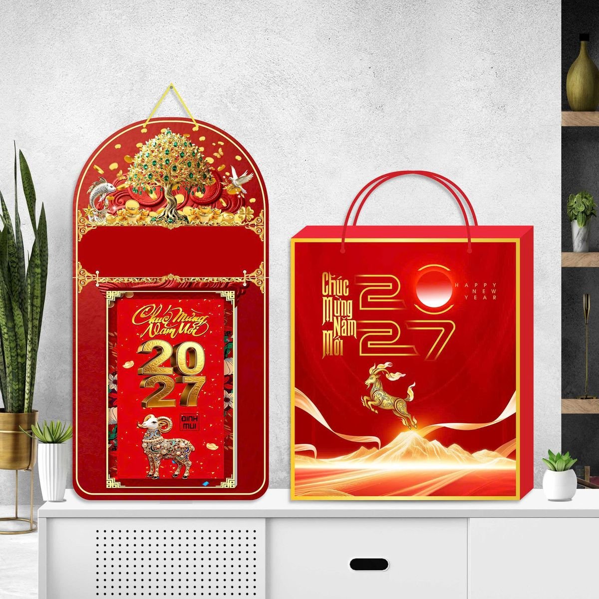 Lịch Khánh Gỗ Lamina 2 Đầu 2027 LM2D_058 - Quà Tặng EcoTech
