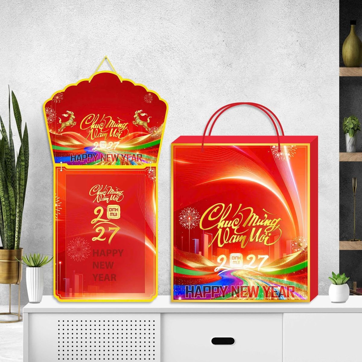 Lịch Khánh Gỗ Lamina 2 Đầu 2027 LM2D_063 - Quà Tặng EcoTech