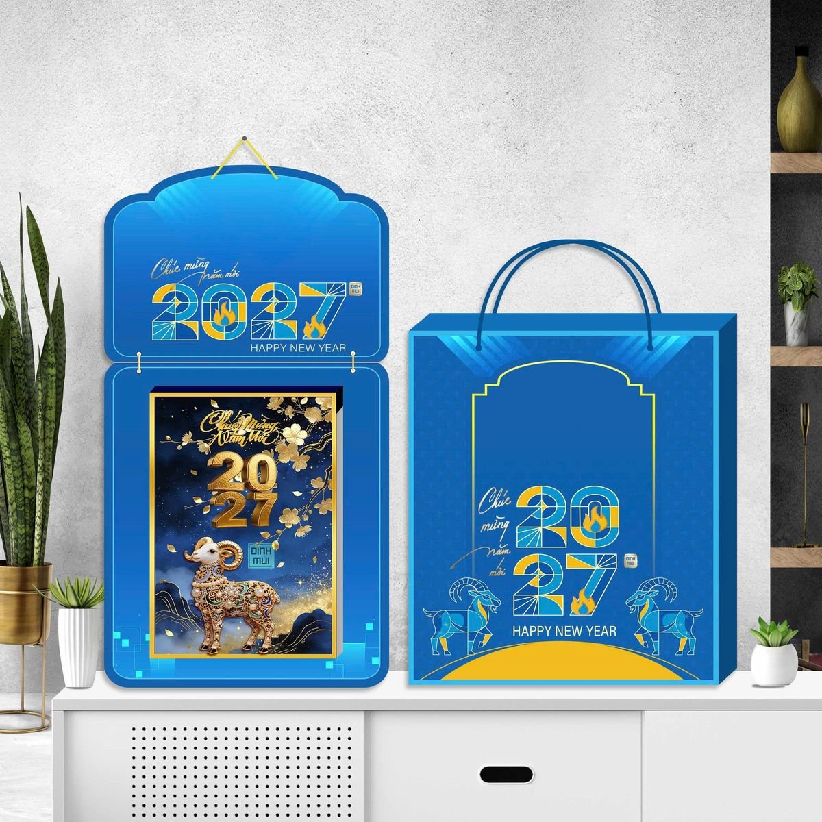 Lịch Khánh Gỗ Lamina 2 Đầu 2027 LM2D_065 - Quà Tặng EcoTech