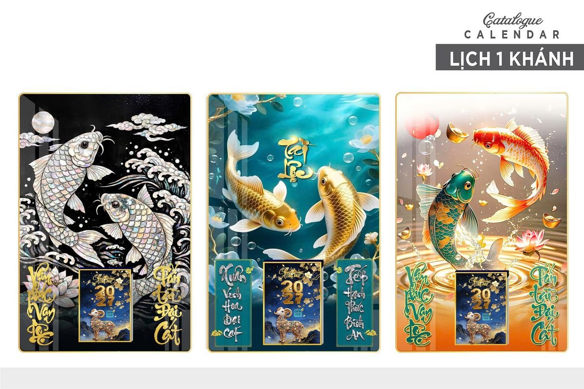 Lịch Gỗ Lamina Cao Cấp 40x60cm 2027 LM406_005 - Quà Tặng EcoTech