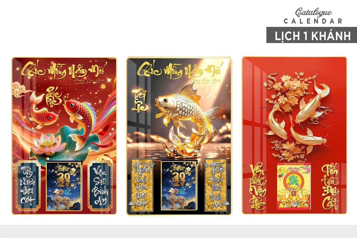 Lịch Gỗ Lamina Cao Cấp 40x60cm 2027 LM406_006 - Quà Tặng EcoTech