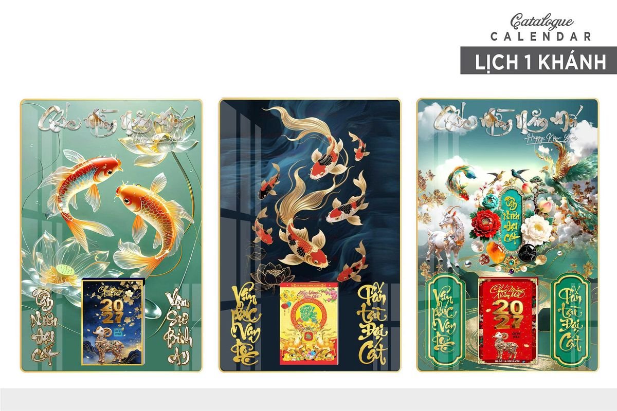 Lịch Gỗ Lamina Cao Cấp 40x60cm 2027 LM406_007 - Quà Tặng EcoTech