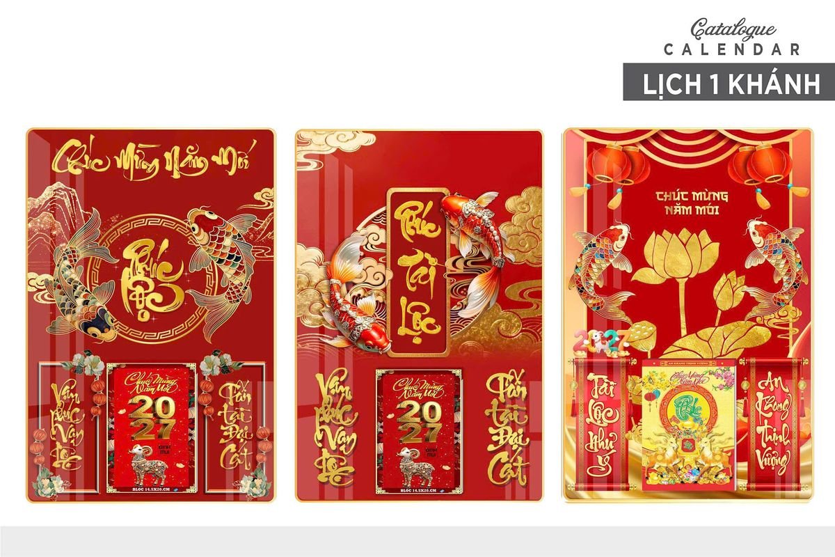 Lịch Gỗ Lamina Cao Cấp 40x60cm 2027 LM406_008 - Quà Tặng EcoTech
